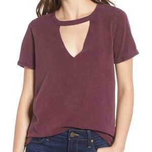 PAIGE V-Neck Cut Out Short Sleeve Tee